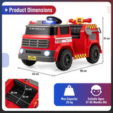 12V Kids Ride on Fire Truck with Parent Remote Control with Water Gun