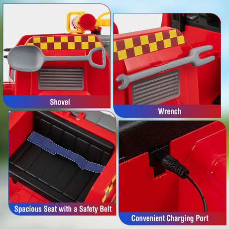 12V Kids Ride on Fire Truck with Parent Remote Control with Water Gun