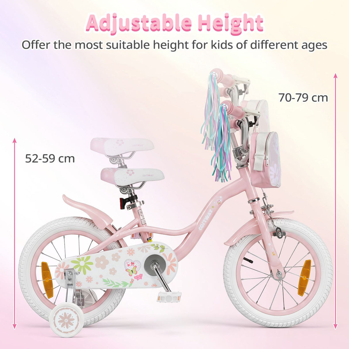 14/16 Inch Girls Bike with Front Bag and Streamers for 3-5/4-7 Years Old Item No: 29530738