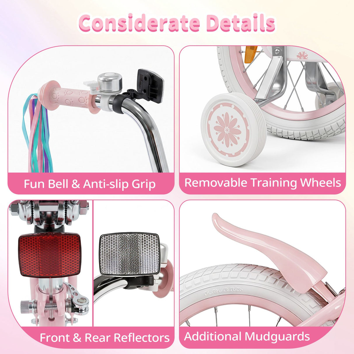 14/16 Inch Girls Bike with Front Bag and Streamers for 3-5/4-7 Years Old Item No: 29530738