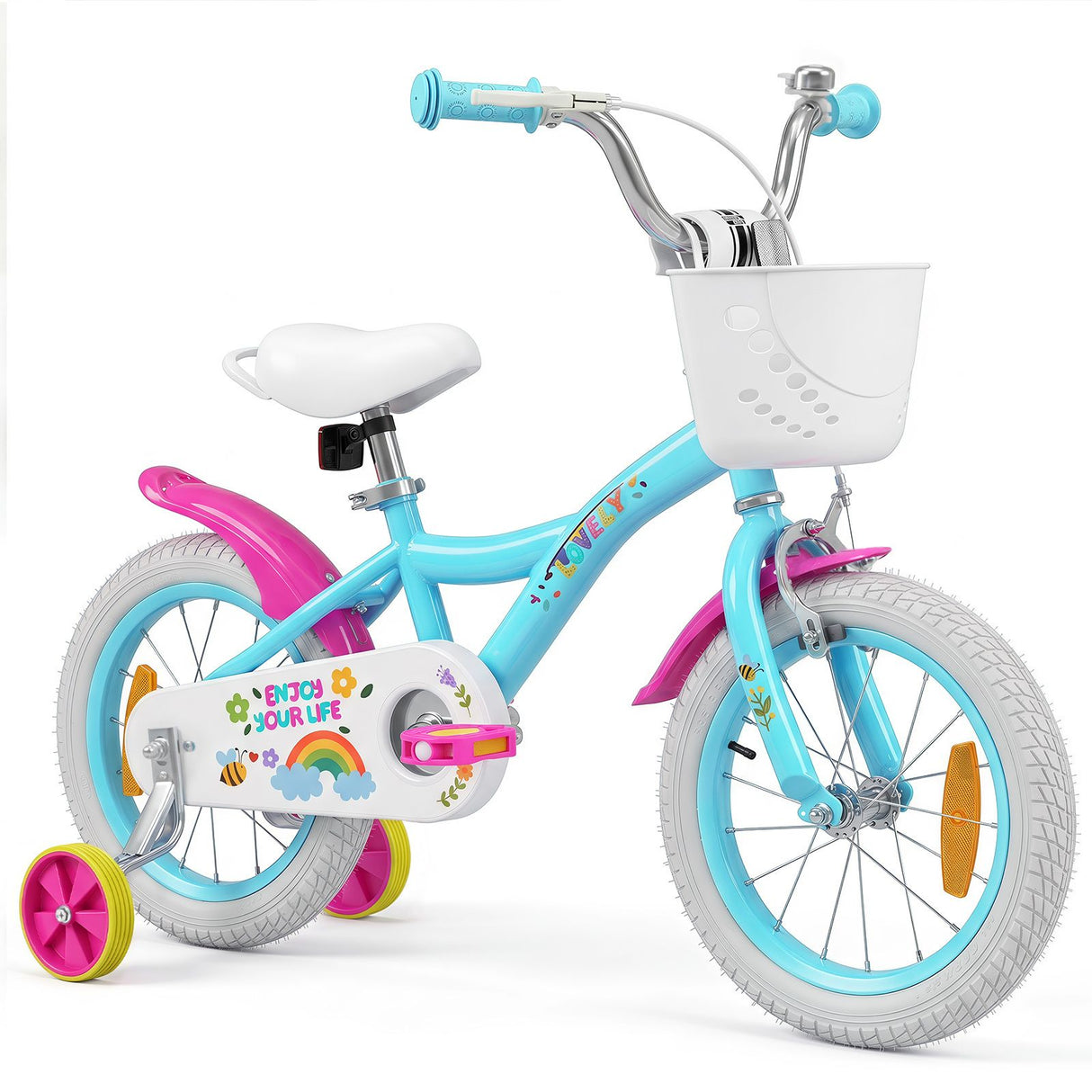14/16/18 Inch Kids Bike Adjustable with Removable Basket for 3-8 Years Old