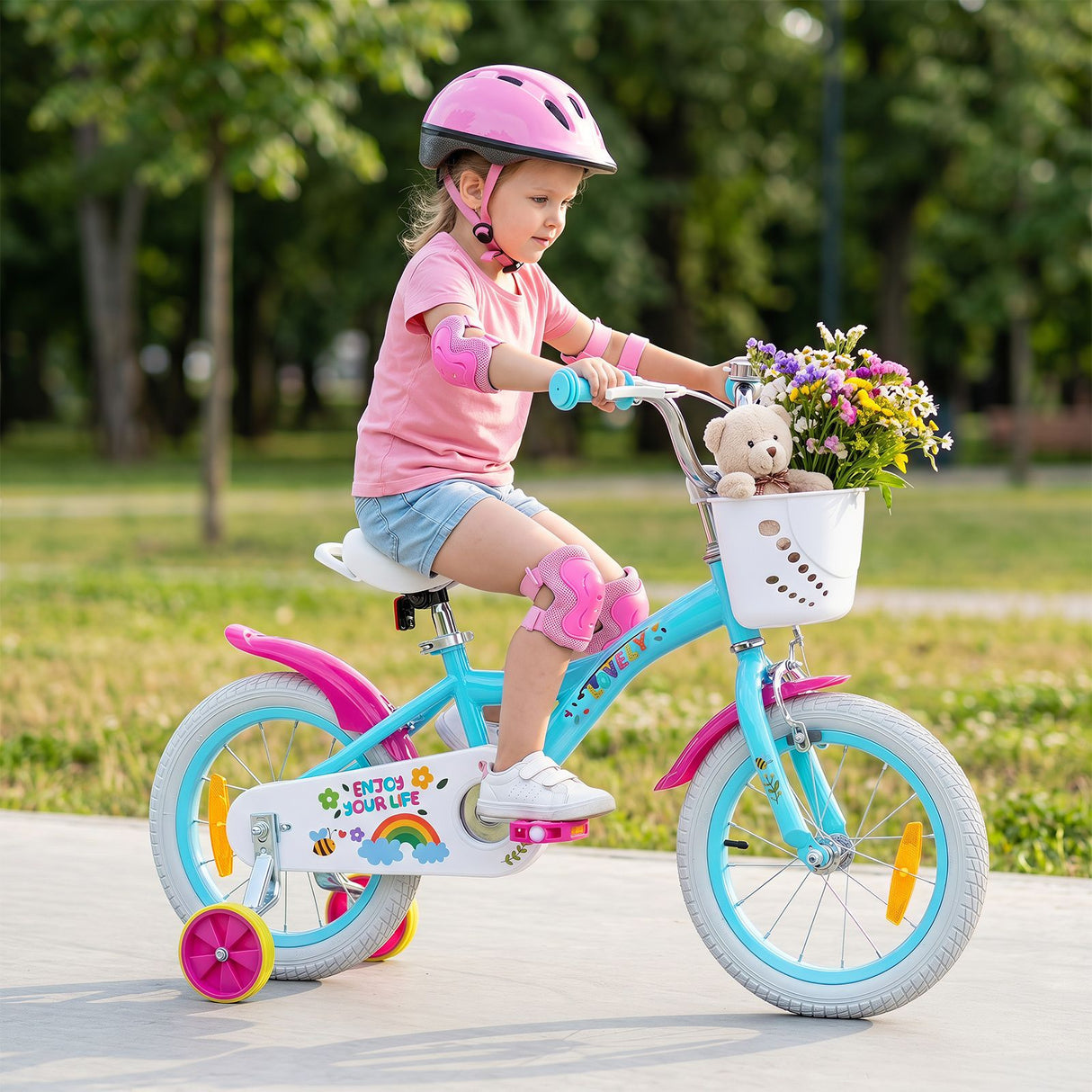 14/16/18 Inch Kids Bike Adjustable with Removable Basket for 3-8 Years Old