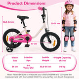 14/16-Inch Children Bicycle with Removable Training Wheels and Adjustable Seat for kids