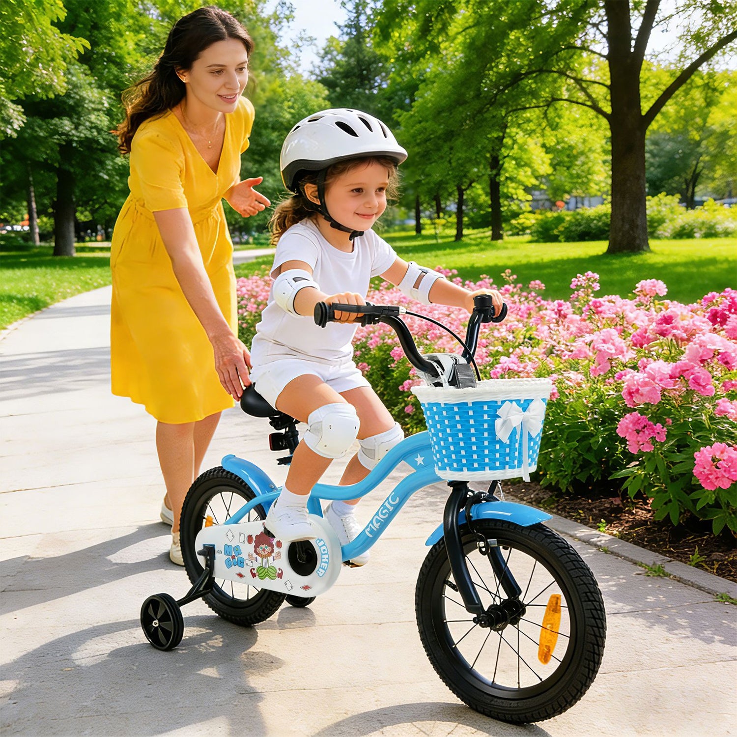 14/16/18 Inch Kids Bicycle with Training Wheels and Dual Brake System for Girls and Boys