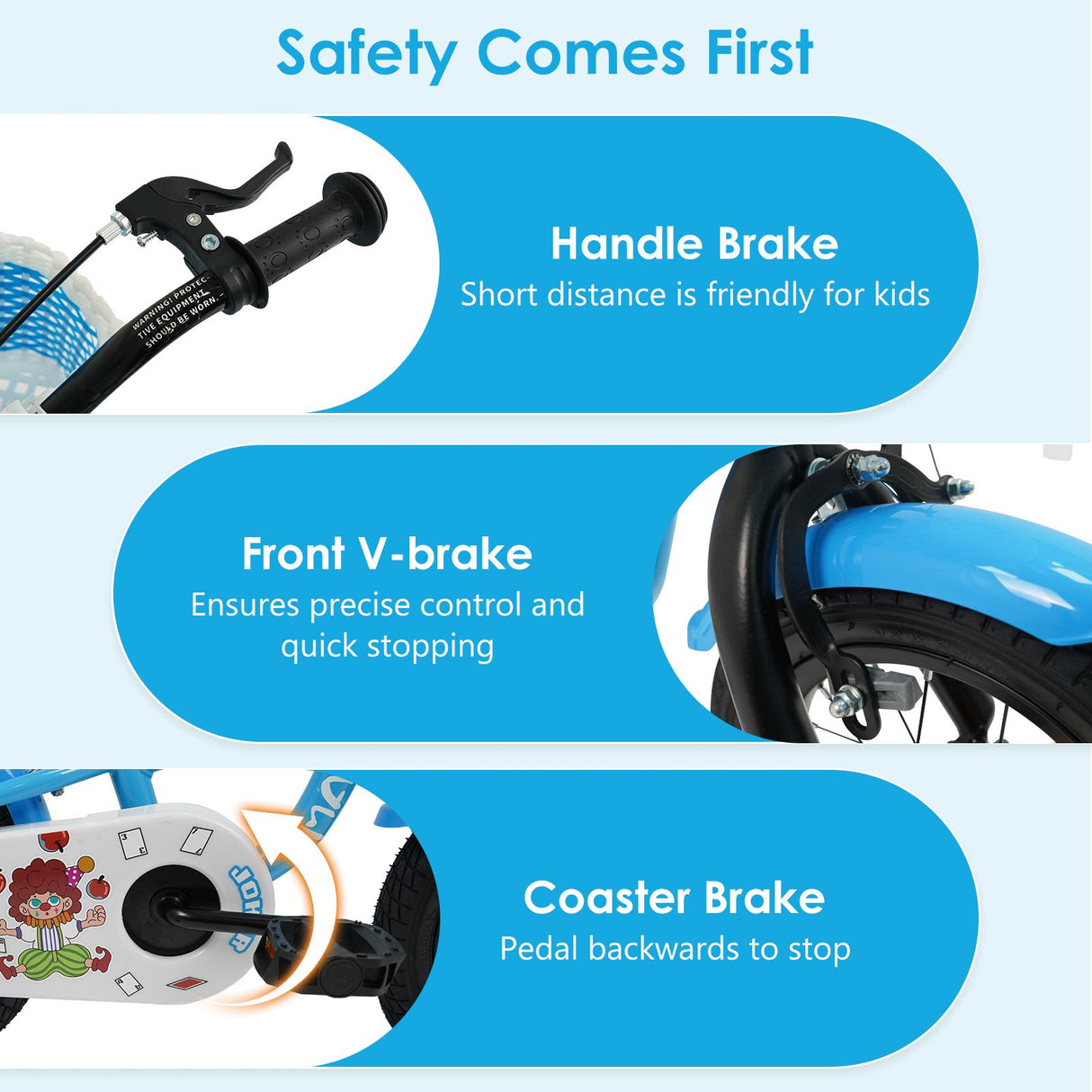 14/16/18 Inch Kids Bicycle with Training Wheels and Dual Brake System for Girls and Boys