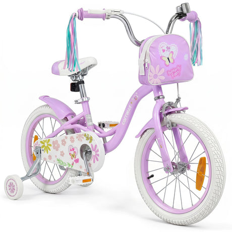 14/16 Inch Girls Bike with Front Bag and Streamers for 3-5/4-7 Years Old