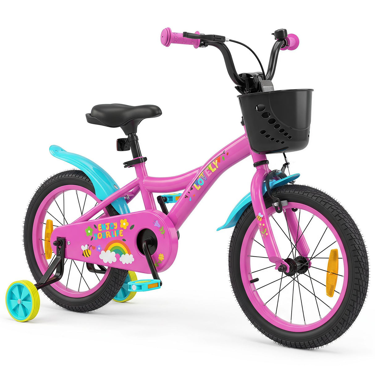 14/16/18 Inch Kids Bike Adjustable with Removable Basket for 3-8 Years Old