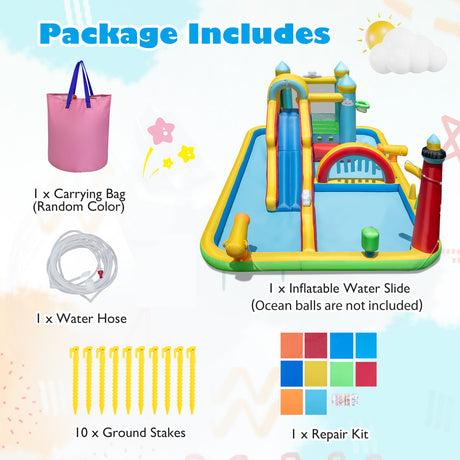 Inflatable Water Slide, Giant Water Park, Outdoor Wet & Dry Combo Bouncy for Yard Lawn
