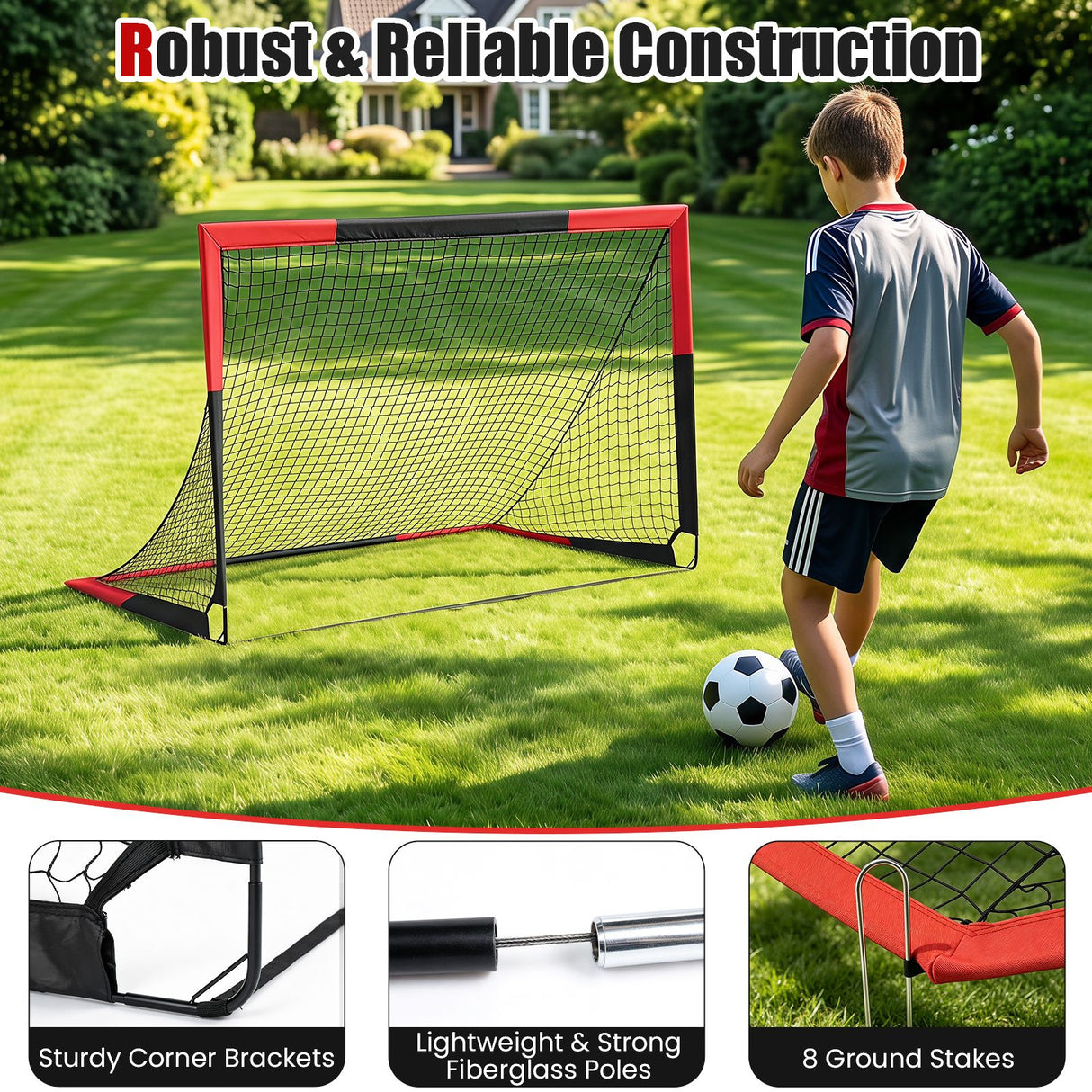 183 x 119 cm Kids Soccer Goals and Ball Set Outdoor Portable Pop Up Soccer Net