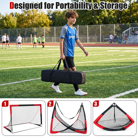 183 x 119 cm Kids Soccer Goals and Ball Set Outdoor Portable Pop Up Soccer Net