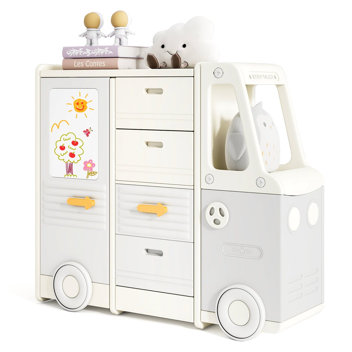 Kids Toy Storage Organizer, Bus-shaped Children Cabinet