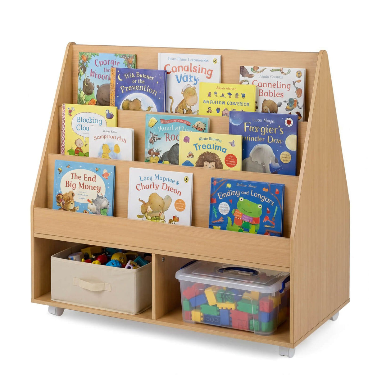 HONEY JOY Double-Sided Kids Bookshelf, Toddler Book Shelf