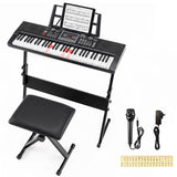 61 Key Keyboard Piano for Beginners w/ Stand, Stool, Lighted Keys