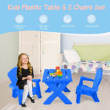 Kids Plastic Table with 2 Adirondack Chairs Set, Toddler Play Table and Chairs for Tea Time