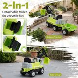 2-In-1 Kids Ride on Tractor with Digging Arm and Detachable Trailer