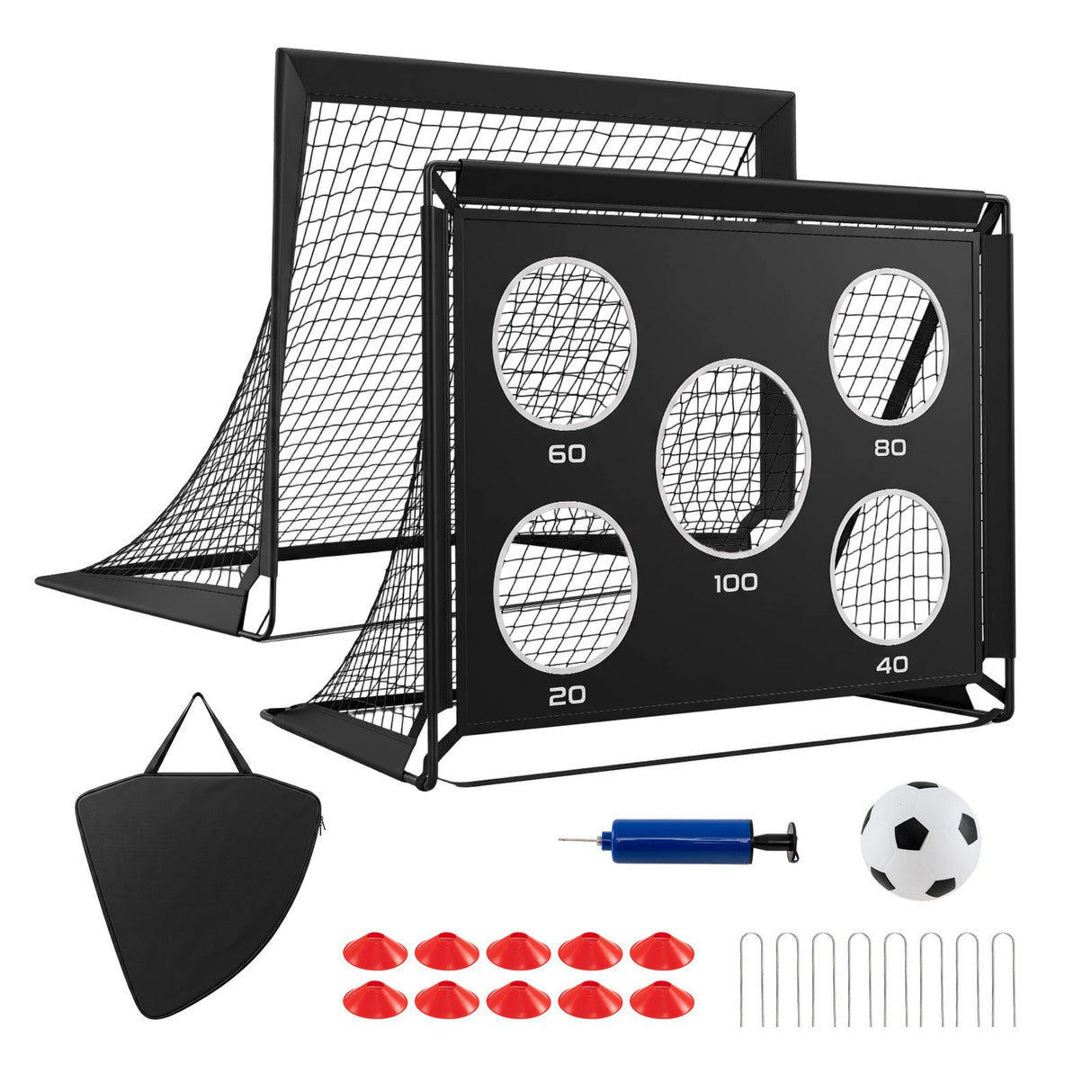 2-Pack Soccer Goals Backyard Set 120 x 90 cm Portable Soccer Net Training Equipment