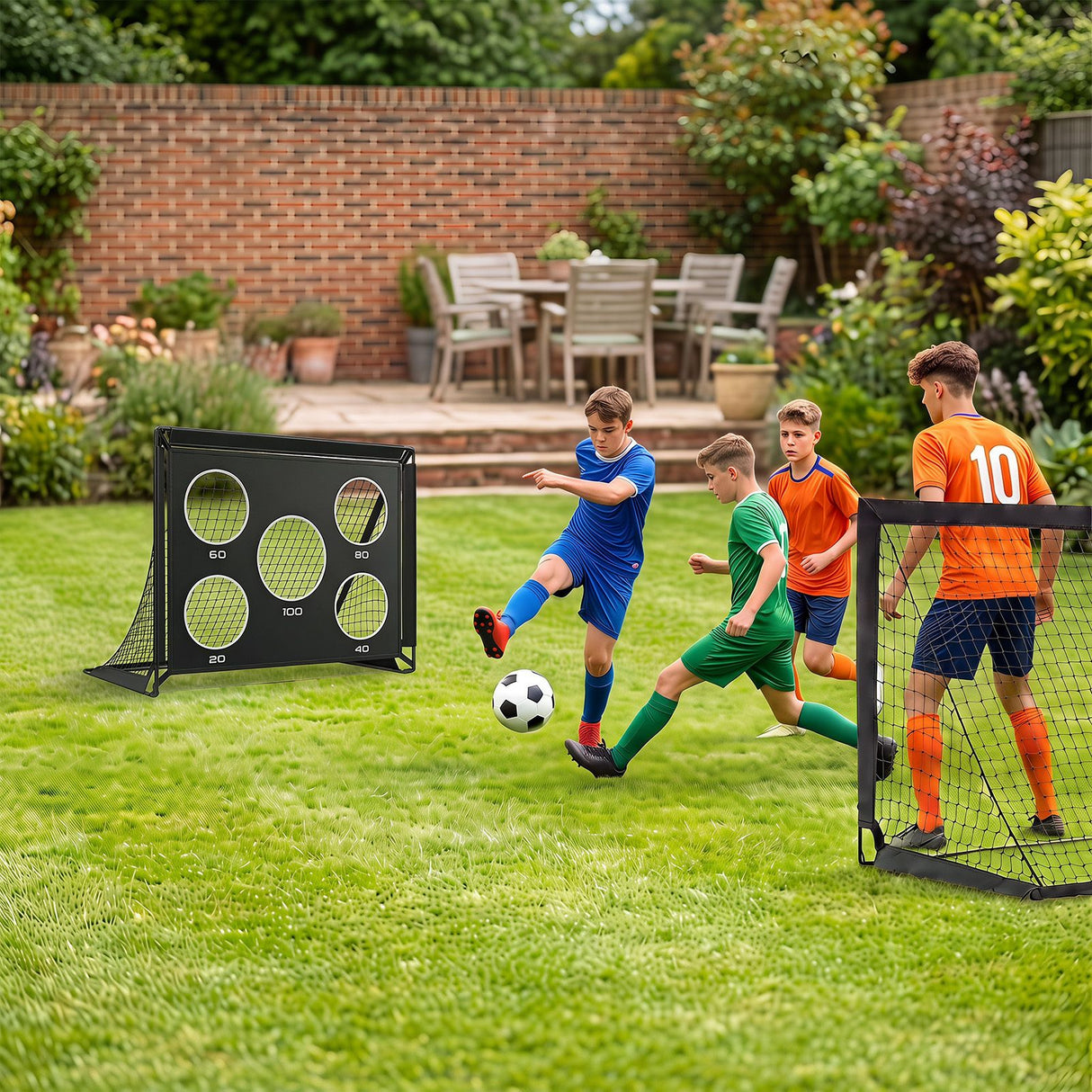 2-Pack Soccer Goals Backyard Set 120 x 90 cm Portable Soccer Net Training Equipment