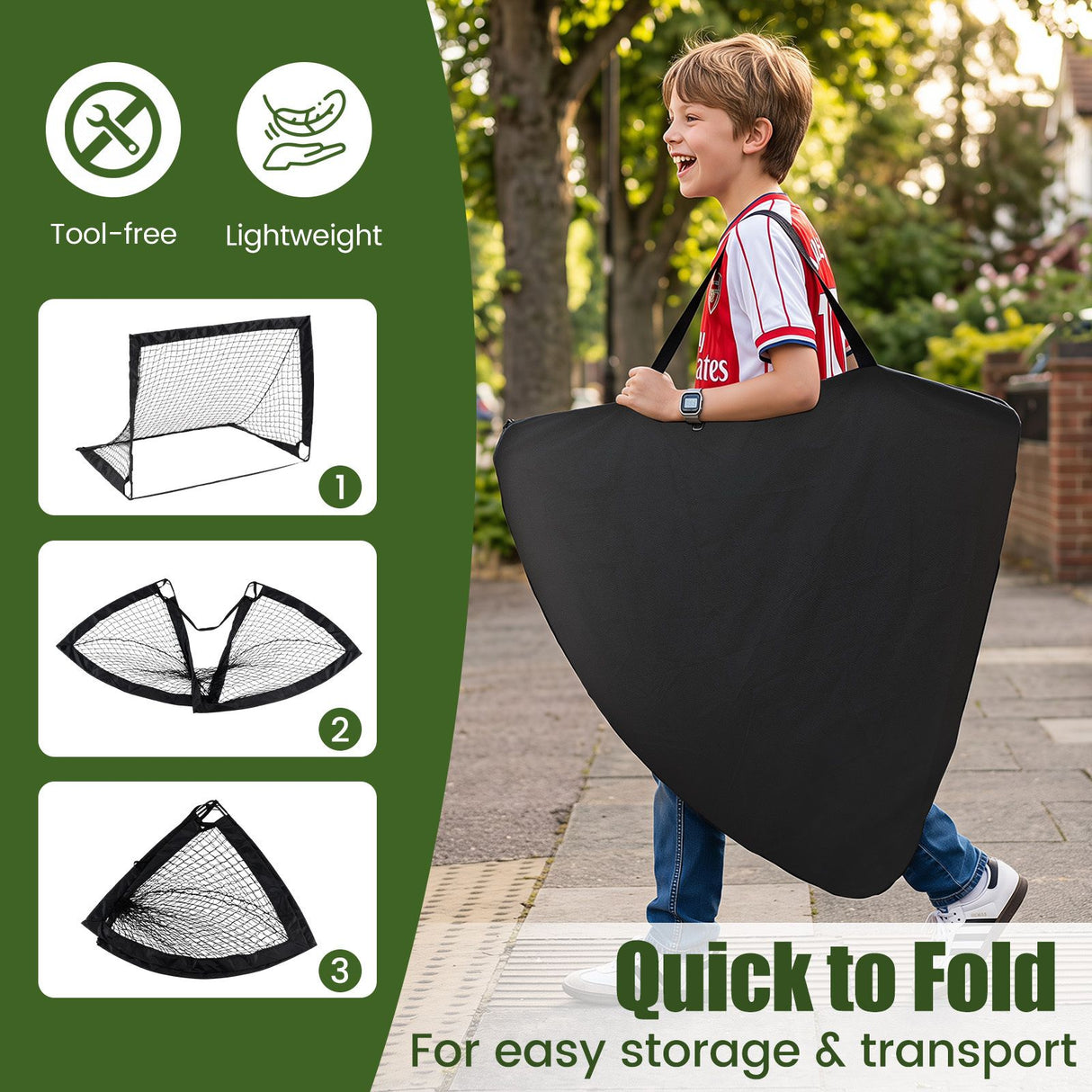 2-Pack Soccer Goals Backyard Set 120 x 90 cm Portable Soccer Net Training Equipment
