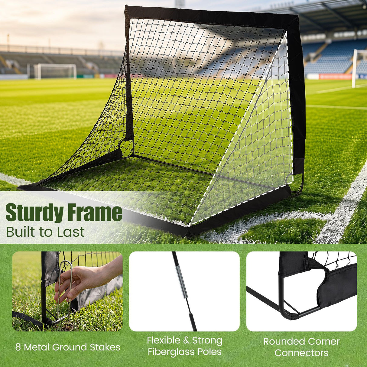 2-Pack Soccer Goals Backyard Set 120 x 90 cm Portable Soccer Net Training Equipment