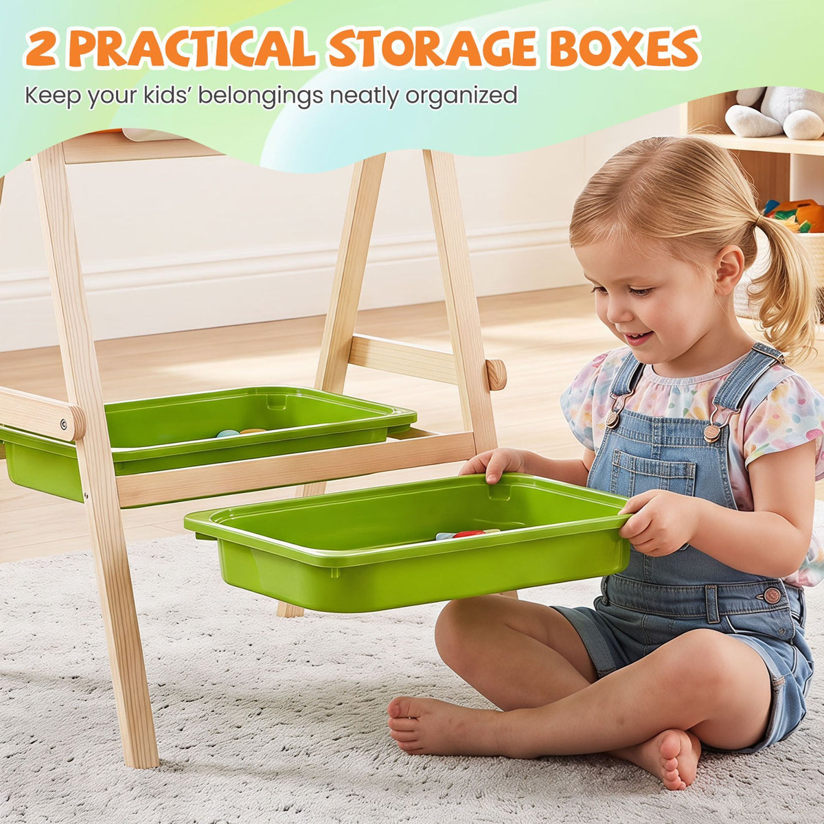 2-in-1 Art Easel for Kids Double-Sided Wooden Adjustable Easel