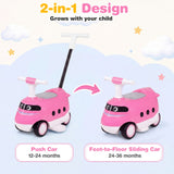 2-in-1 Ride On Push Car for Toddlers 1-3 Years Old with Horn and Storage