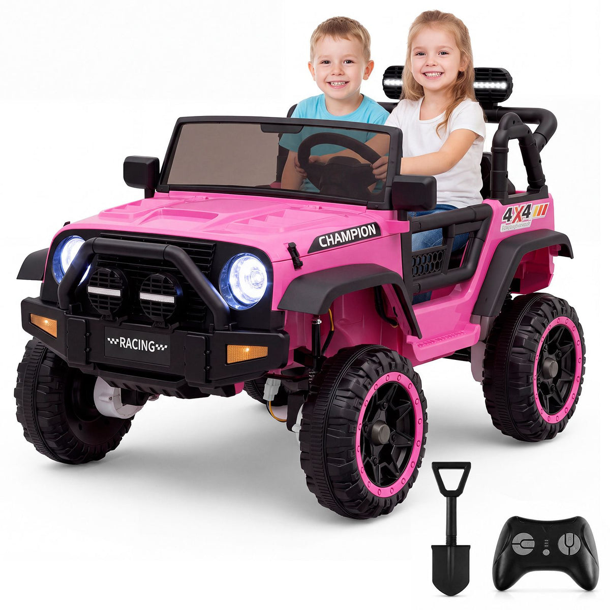 24V 2-Seater Kids Ride On Truck with Lockable Doors and Remote Control Horn Music