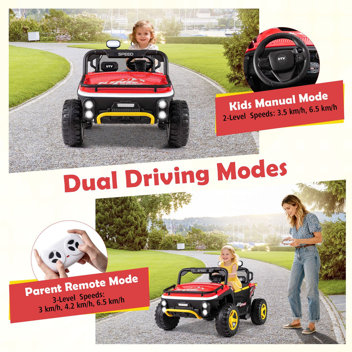 24V Ride on Toy for Kids with Horn and Music for Boys and Girls