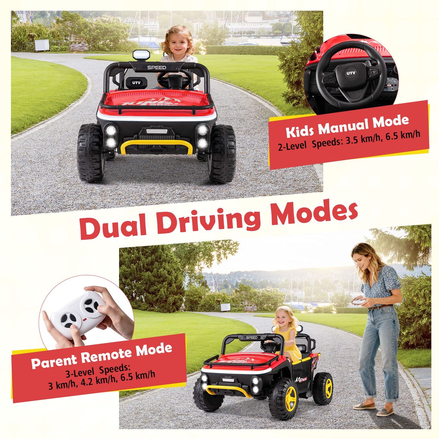 24V Ride on Toy for Kids with Horn and Music for Boys and Girls