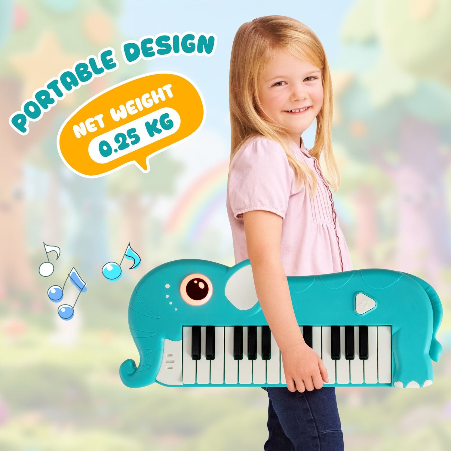 25-Key Kids Piano Keyboard Elephant Shape Toy Digital Piano