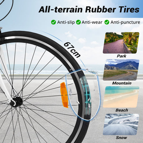 26 Inch Mountain Bike with All-terrain Rubber Wheels and Dual Brakes for Adults and Teens