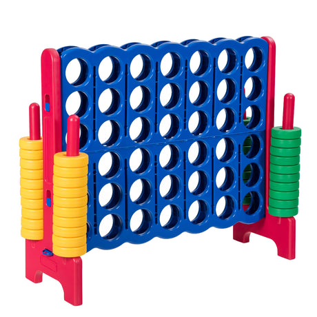 Giant 4-in-a-Row Game Set, Jumbo 4-to-Score Game with 42 Rings and Quick-Release Slider for Kids and Adults
