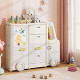 Kids Toy Storage Organizer, Bus-shaped Children Cabinet