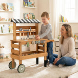 2-in-1 Wooden Kids Cart and Tool Bench with Realistic Tools