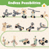 2-in-1 Wooden Kids Cart and Tool Bench with Realistic Tools