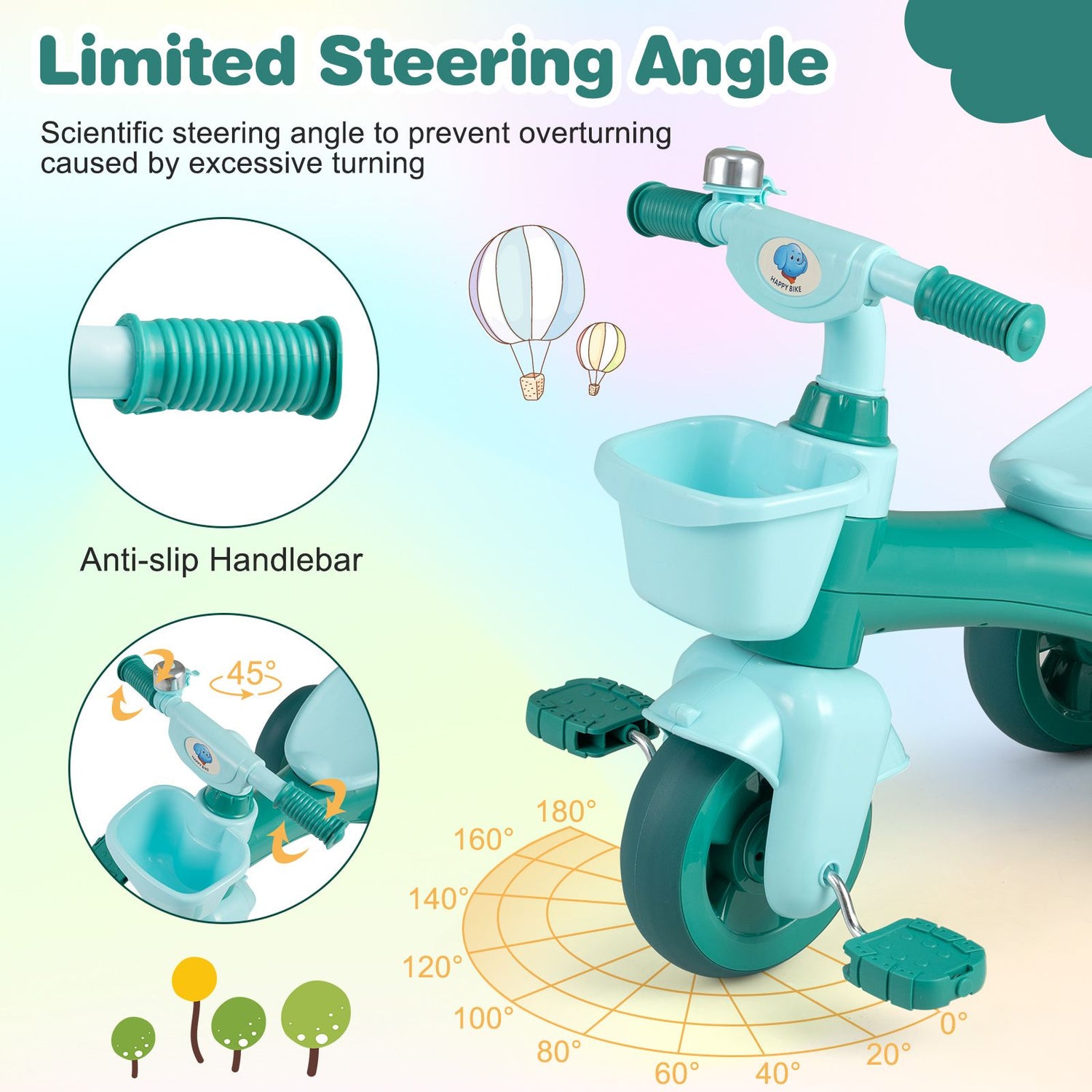 3-Wheel Children Balance Bike with Ergonomic Seat and Non-slip Handle