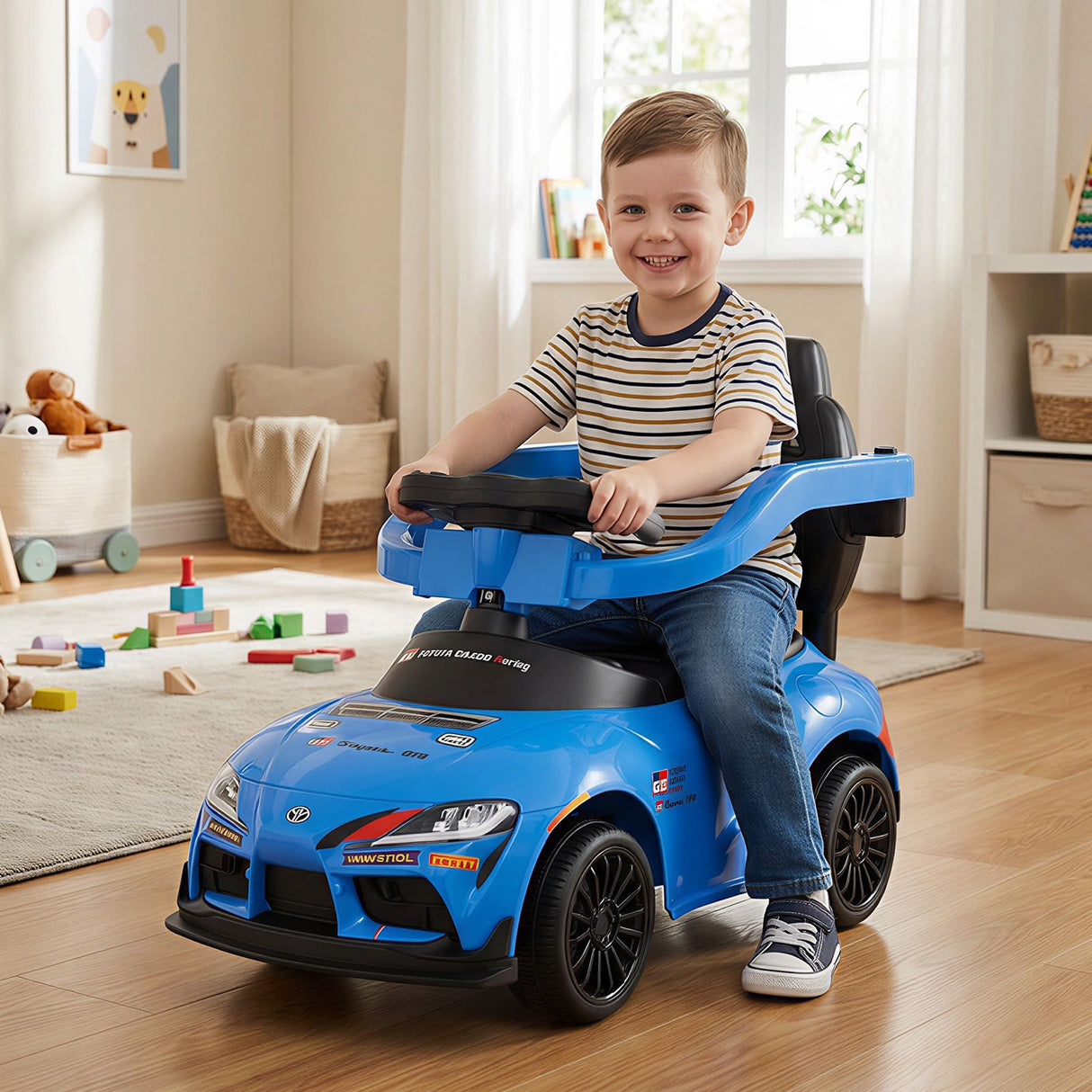 HONEY JOY 3-in-1 Push Car for Toddlers Toyota Licensed Stroller Sliding Walking Car