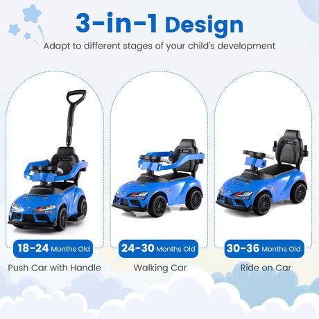 HONEY JOY 3-in-1 Push Car for Toddlers Toyota Licensed Stroller Sliding Walking Car