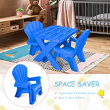Kids Plastic Table with 2 Adirondack Chairs Set, Toddler Play Table and Chairs for Tea Time