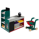 Pretend Play Grocery Store Set, Kids Market Stand with Shopping Cart, 2 Chalkboards & Cash Register