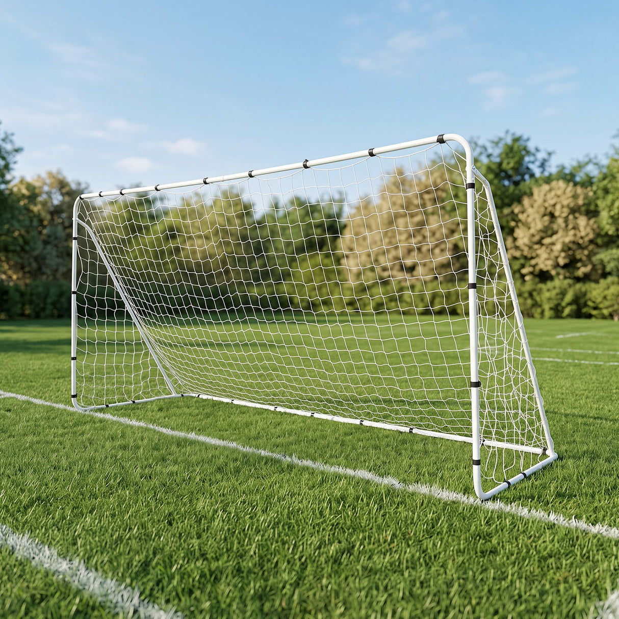 367 x 124 cm Soccer Goal with Heavy-Duty Metal Frame and Ground Stakes