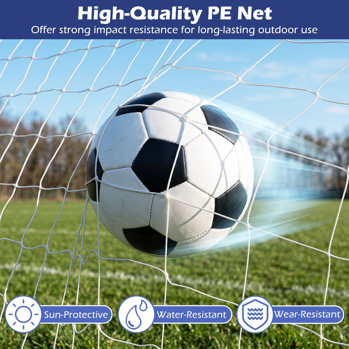 367 x 124 cm Soccer Goal with Heavy-Duty Metal Frame and Ground Stakes
