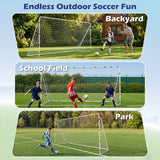 367 x 124 cm Soccer Goal with Heavy-Duty Metal Frame and Ground Stakes