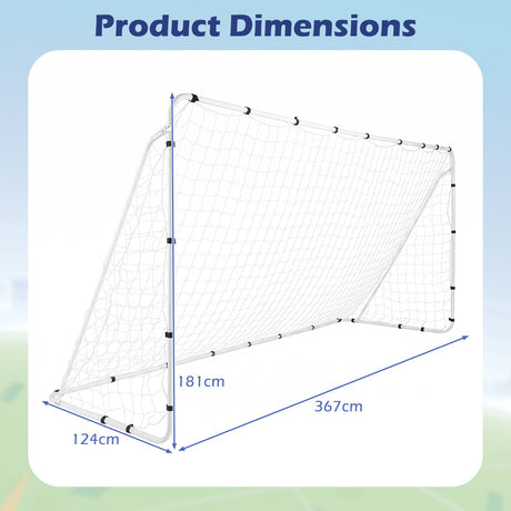 367 x 124 cm Soccer Goal with Heavy-Duty Metal Frame and Ground Stakes