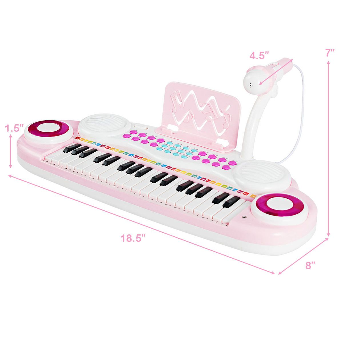 37 Keys Electronic Musical Instrument with Microphone 8 Tone and 4 Percussion Instruments