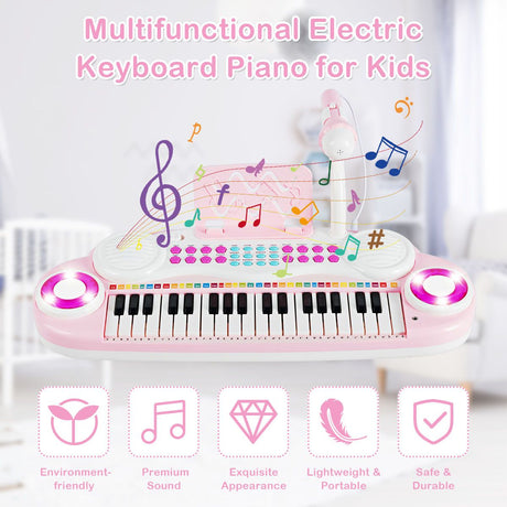 37 Keys Electronic Musical Instrument with Microphone 8 Tone and 4 Percussion Instruments
