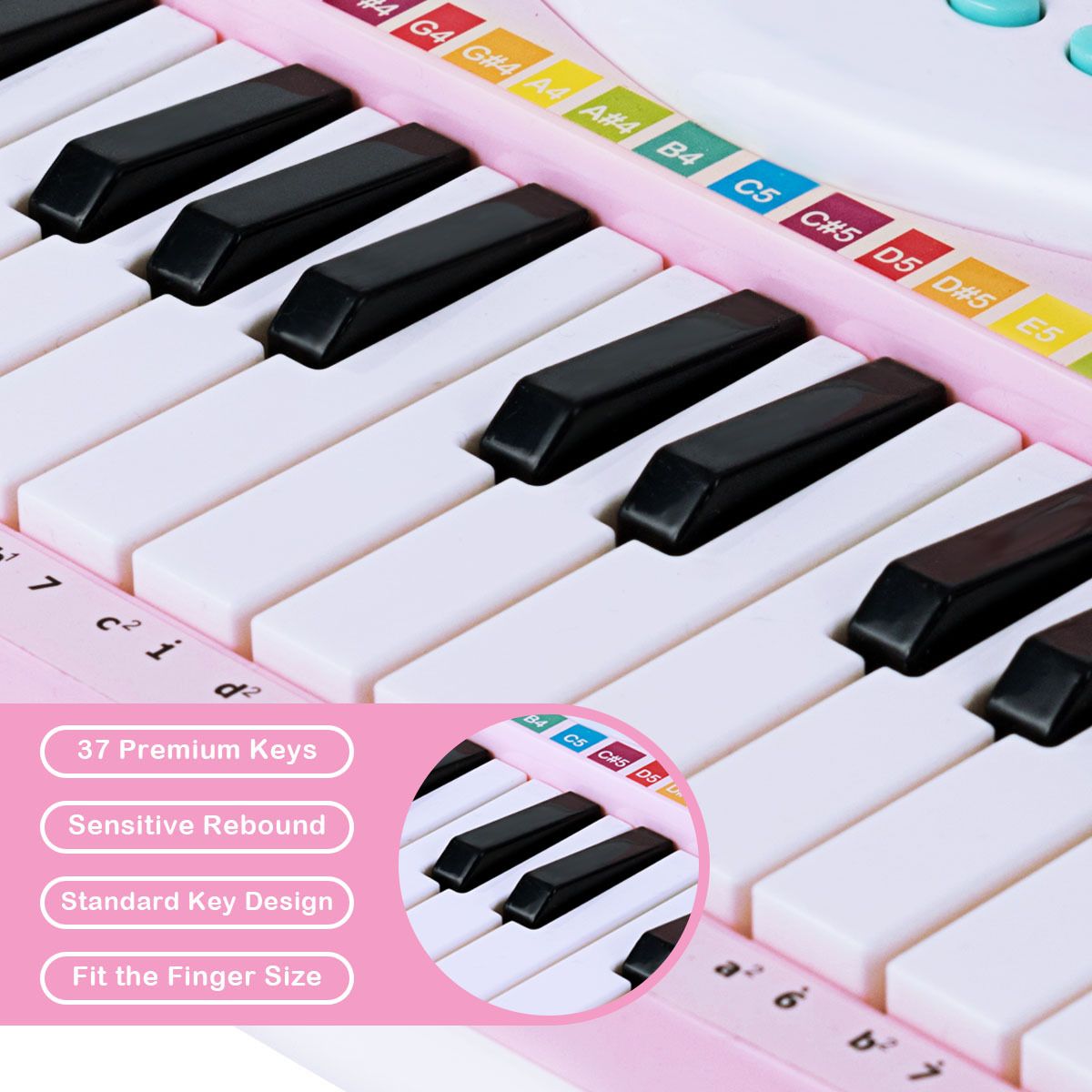37 Keys Electronic Musical Instrument with Microphone 8 Tone and 4 Percussion Instruments