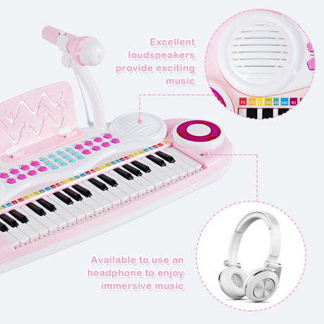 37 Keys Electronic Musical Instrument with Microphone 8 Tone and 4 Percussion Instruments