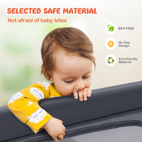BABY JOY Baby Playpen Large Play Activity Center for Babies w/50 Balls, 2 Pull Rings