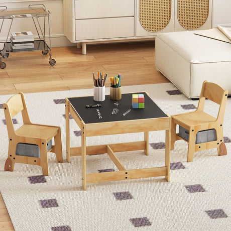 3 in 1 Kids Table and Chair Set with Removable Tabletop and 2 Storage Drawers