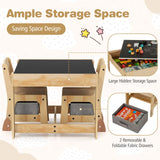 3 in 1 Kids Table and Chair Set with Removable Tabletop and 2 Storage Drawers